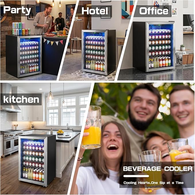 DOGHLY 145 Cans/4.5 Cu.Ft Beverage Refrigerator Glass Door Mini Fridge | Fast Cooling Mini Cooler with Adjustable Shelves for Soda, Beer, Wine, Low Noise Beverage Fridge for Home, Office,and Dorm - Image 7