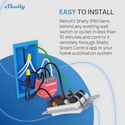 Shelly 1PM Gen4 | Wi-Fi, Matter Smart Relay Switch - Image 4