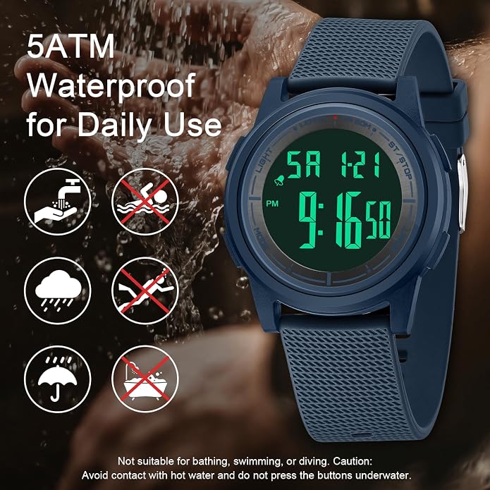 HANPOSH Mens Digital Watch Ultra Thin Minimalist Sports Waterproof Outdoor LED - Image 3