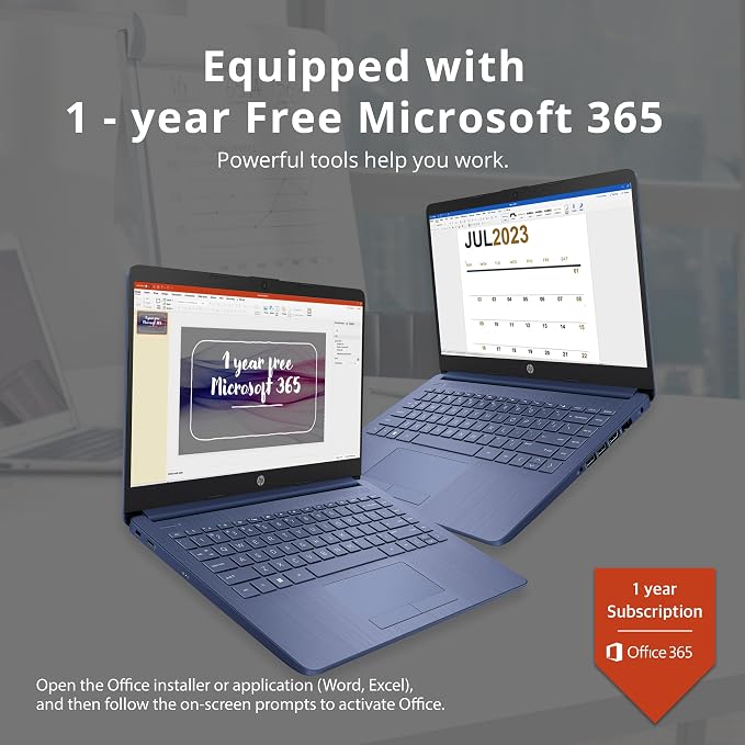 HP Stream 14" HD Student & Business Laptop, Intel Celeron N4120, 16GB RAM, 1.06TB Storage (64GB eMMC + 1TB Docking Station), Intel UHD Graphics, 1 Year Office 365, Wi-Fi 5, Win 11, Royal Blue - Image 6