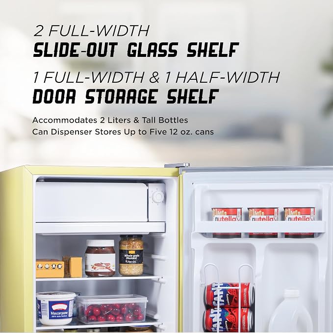 ICEBOX 2.5 Cu. Ft. Compact Refrigerator, ENERGY STAR Certified Small Refrigerator, Single Door Mini Fridge with Chiller Compartment, R600a Refrigerant, IBCR25SUN, Sun Yellow - Image 3