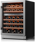Ca'Lefort 24 Inch Wine Fridge, 52 Bottle Dual Zone Wine Cooler | 40-65°F Touch Control, Dual-Pane Glass Door, Adjustable Shelves, 3 Color LED, Built-In or Under Counter for Home Bar Kitchen by CaLefort