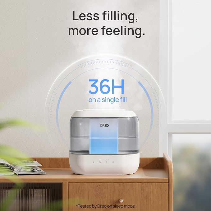 Dreo Humidifiers for Bedroom, 4L Top Fill for Large Room, 36H Runtime, 28 dB Quiet Supersized Cool Mist Air Humidifier for Baby Nursery, Plants, Indoor, Night Light, Easy to Clean & Fill, Gray - Image 5