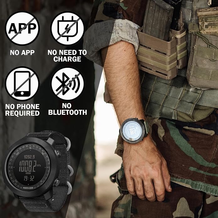 NORTH EDGE Military Watch for Men Large Face Tactical Survival Digital Wrist - Image 2