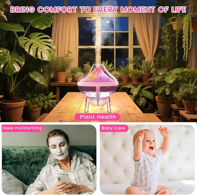 Humidifiers for Bedroom Cool Mist Ultrasonic Small Humidifier with Humidity Sensor Auto Shut Off LED Colorful Gradient Light Mini Humidifier For Plants,Bedroom,Baby Room,Office, Home（Pink) - Image 7