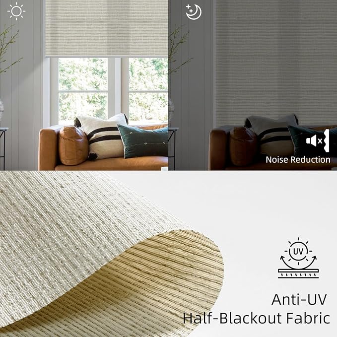 SmartWings 70% Light Filtering Motorized Roller Shades Work - Image 4