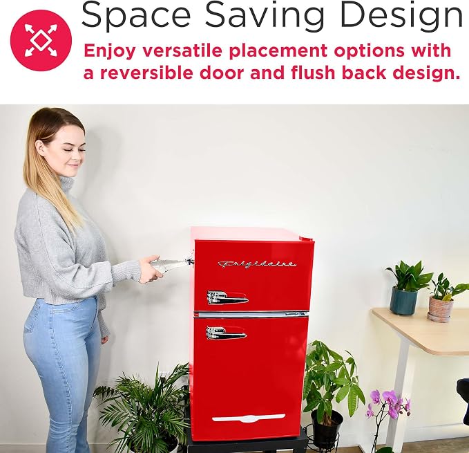 Frigidaire Retro Compact Fridge Freezer Combo, 3.1 cu. ft. Capacity, Small Top Freezer Refrigerator, Mini Fridge with Built-in Bottle Opener – 19”"D x 20.5" W x 33.5" H (Red) - Image 6