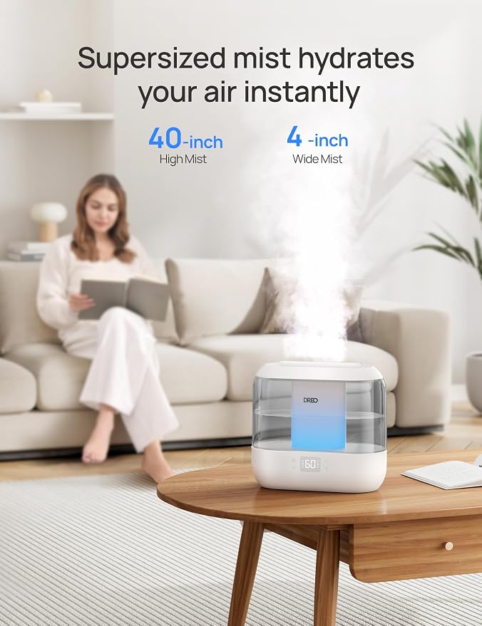 Dreo Smart Humidifiers for Bedroom, Top Fill 4L Supersized Humidifier Large Room with 28 dB, 36H Runtime, Touch/APP/Voice Control, Nightlight, Cool Mist Humidifiers for Baby, Plants, Indoor, Grey - Image 3