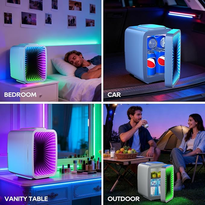 BEICHEN Mini Fridge 4L/6 Can With APP Light Controller for Gaming Room | 4L compact design| APP-controlled customized gaming light | Silent & energy-saving | AC/DC for home & auto |White - Image 6