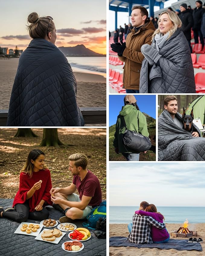 DUKUSEEK Waterproof Stadium Blanket（NO Hood）, Outdoor Blankets Waterproof - Image 3