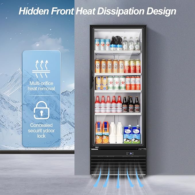 Glass Door Beverage Display Refrigerator 350L 590 Can Black | Fast cool, low noise, self-closing door, glass door, for store/office - Image 4