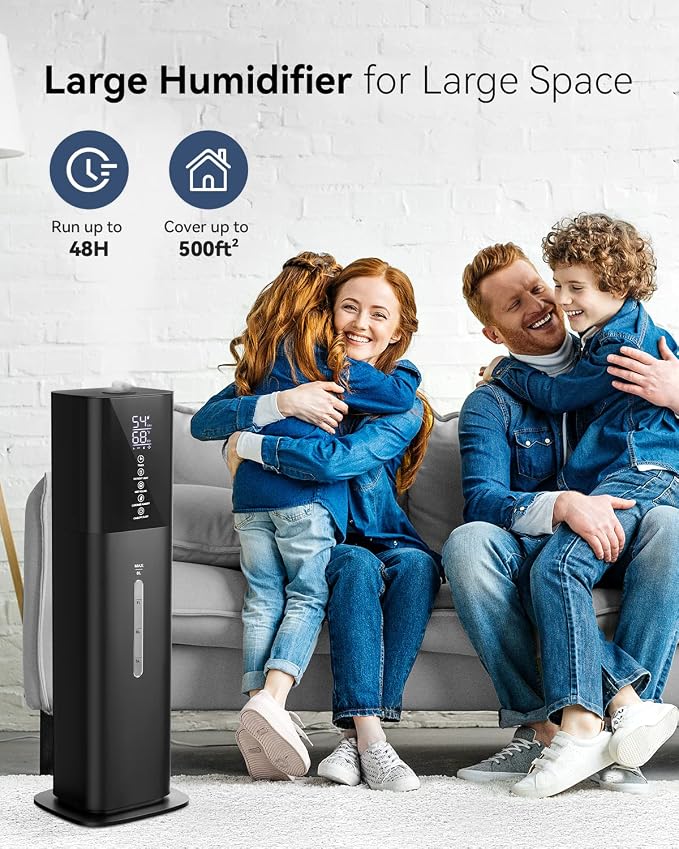 Humidifiers for Bedroom, 2.11Gal 8L Quiet Humidifiers for Large Room with Timer, 360°Nozzle, 3 Speed Ultrasonic Cool Mist Humidifier with Humidistat for Baby Home Adults Plants - Image 3