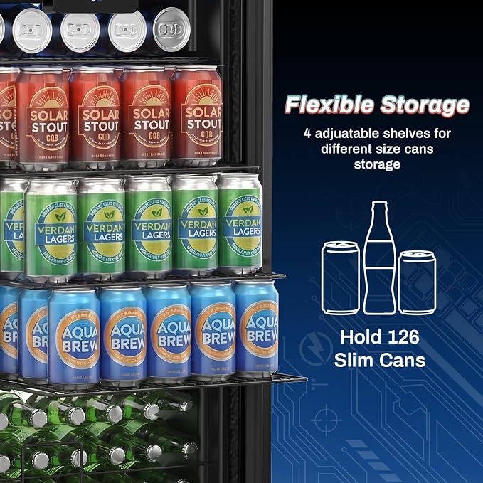 Velivi Gaming Light Up Glass Door Beverage Refrigertor, 3.2 Cu Ft Gaming Mini Fridge with Led RGB Lights Lockable Mini Fridge For Soda Beer, Drink Cooler Cyberpunk Gaming Rooms Bar Home Party | 3.2 Cu Ft Mini Fridge with Led RGB Lights for Soda Beer, D... - Image 3
