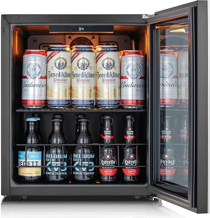 Ca'Lefort 65 Cans Mini Fridge, Beverage Refrigerator Cooler for Drink, Beer | 1.62 Cu.ft, Low-noise, Reversible Glass Door, 3-Color LED Lighting, Adjustable Shelves, 34℉ to 54℉ - Image 9