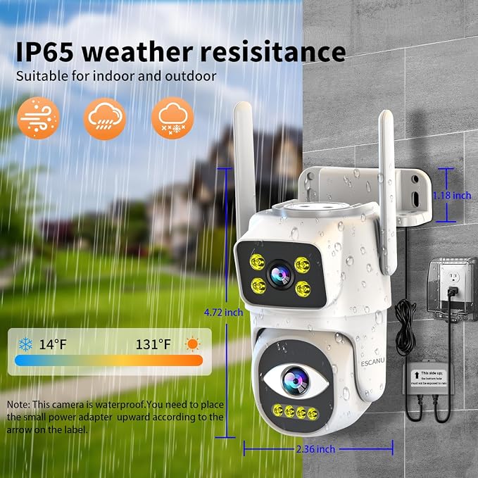 Dual Lens Cameras for Home Security, 2.4G/5G PTZ Outdoor Plug-in Camera - Image 9