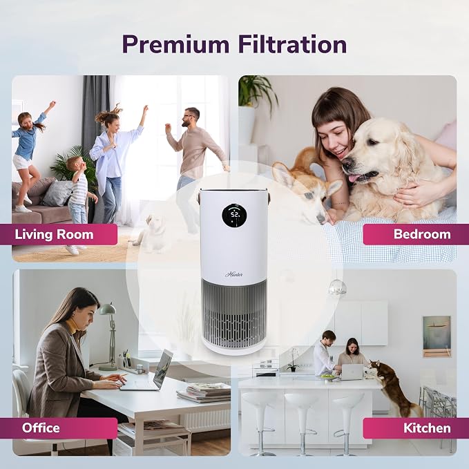 Hunter Fan Company Humidifier and Air Purifier In One, Advanced Filtration Air Purifiers for Home, Air Purifiers for Home Pets, Humidifiers for Bedroom and Humidifiers for Bedroom Baby, White/Silver - Image 7