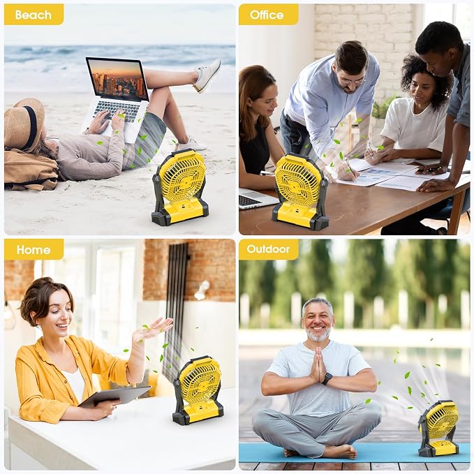 ONLYNEW Portable Fan Rechargeable, 20000mAh Cordless Battery Powered Fan with LED Lantern, USB C Battery Operated for Travel Bedroom Home Camping Tent Office Beach Desk Fishing Table (Yellow) - Image 7