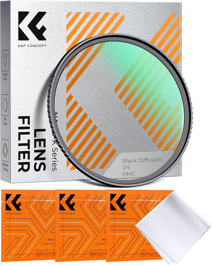 K&F CONCEPT 62mm Black Diffusion 1/4 Filter Mist Cinematic Effect Filter by KFCONCEPT