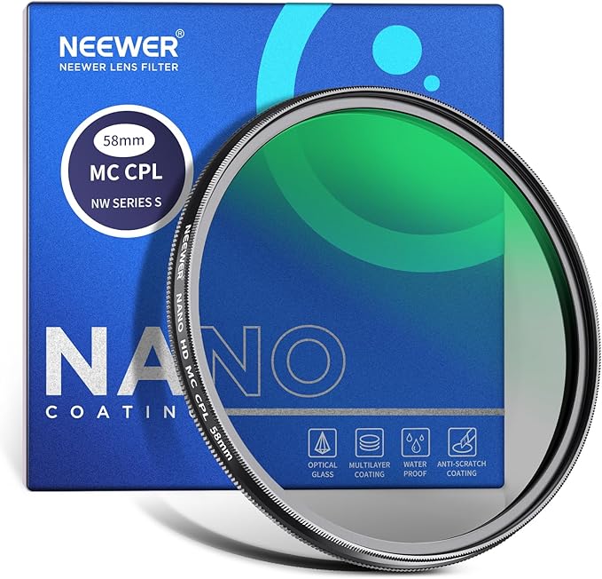 NEEWER 58mm Polarizer Filter, 24 Layer Multi Resistant Nano Coated MC CPL by Neewer
