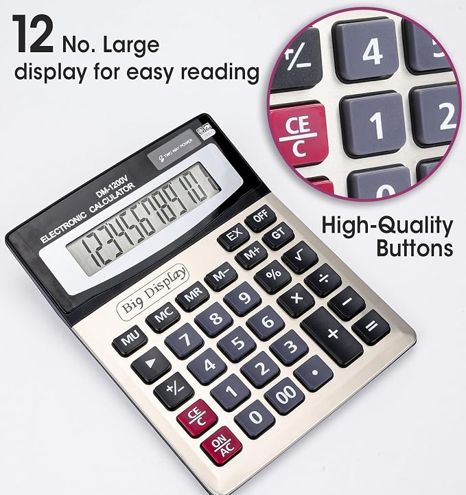 6 Pack Calculator Bulk, Calculators Desktop 12 Digit Extra Large LCD Display - Image 2