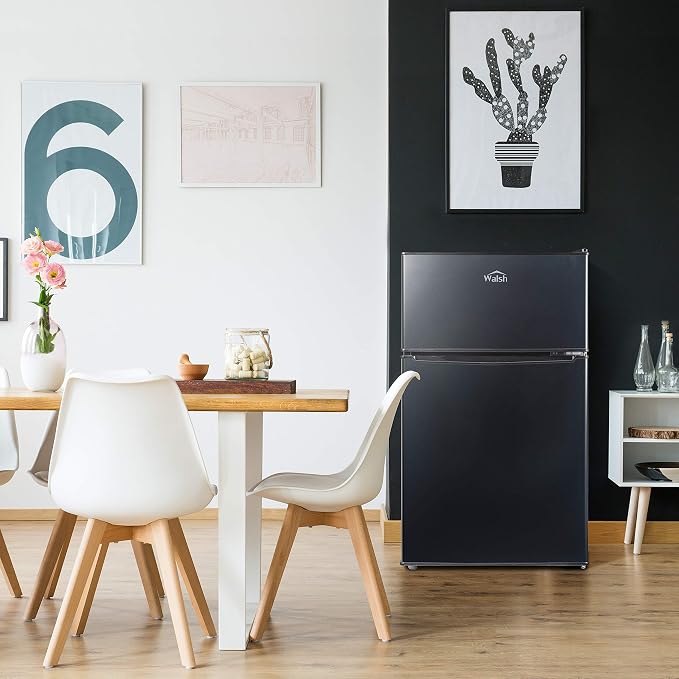 Walsh Compact Refrigerator, Dual Door Mini Fridge, Energy Efficient, Adjustable Mechanical Thermostat with Freezer, Reversible Doors with Leveling Front Legs, 3.1 Cu Ft, Black - Image 5