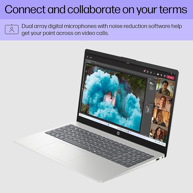 HP 15.6 inch Laptop, FHD Display, AMD Ryzen 7 5825U, 8 GB RAM, 512 GB SSD, AMD Radeon Graphics, Windows 11 Home, Natural Silver, 15-fc0502nr - Image 3