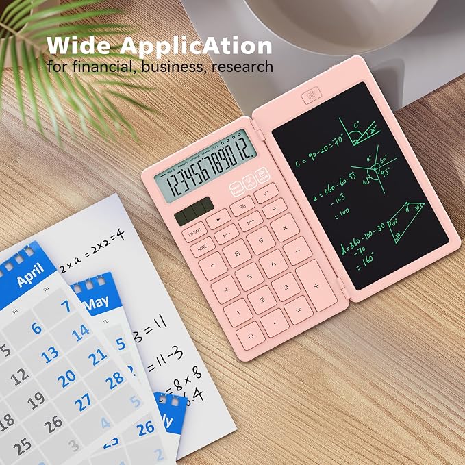 Desk Calculators with Erasable LCD Notepad ROATEE Basic Calculators Pink Cute - Image 5