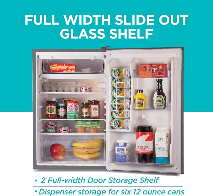 BLACK+DECKER 4.3 Cu. Ft. Compact Refrigerator, BCRK43V, Stainless Look | Energy Star Certified Small Refrigerator, Single Door Mini Fridge with Chiller Compartment, Personal Fridge for Home or Dorm - Image 4