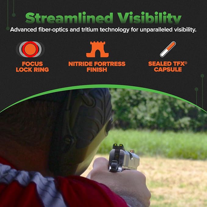 Truglo TFX PRO Handgun Sight, Glowing Shock Proof Tritium and Fiber Optic Night - Image 3