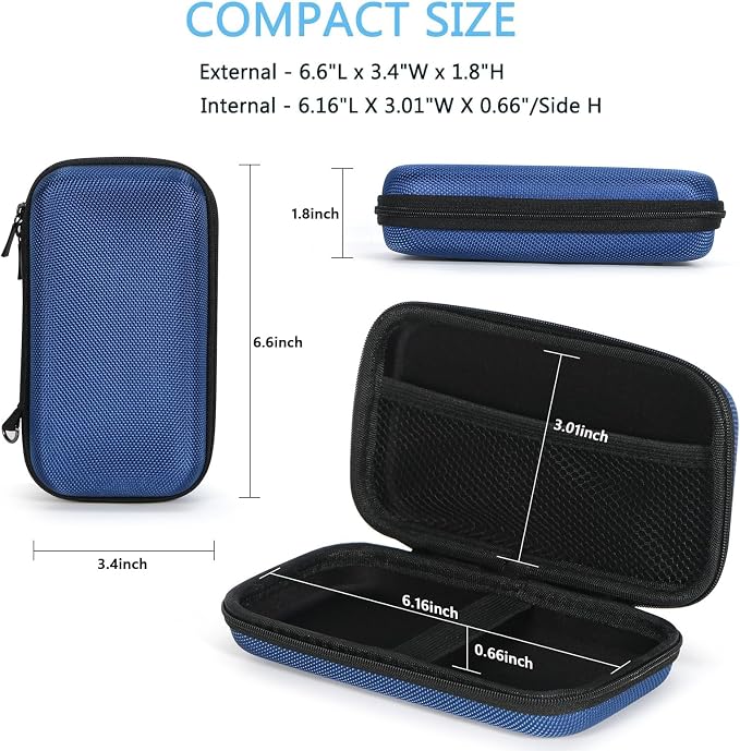 GLCON Portable Protection Hard EVA Case for External Battery, Cell Phone, GPS, Hard Drive, USB/Charging Cable, Small Carrying Bag Mesh Inner Pocket, Zipper Enclosure, Universal Travel Pouch Bag - Image 2
