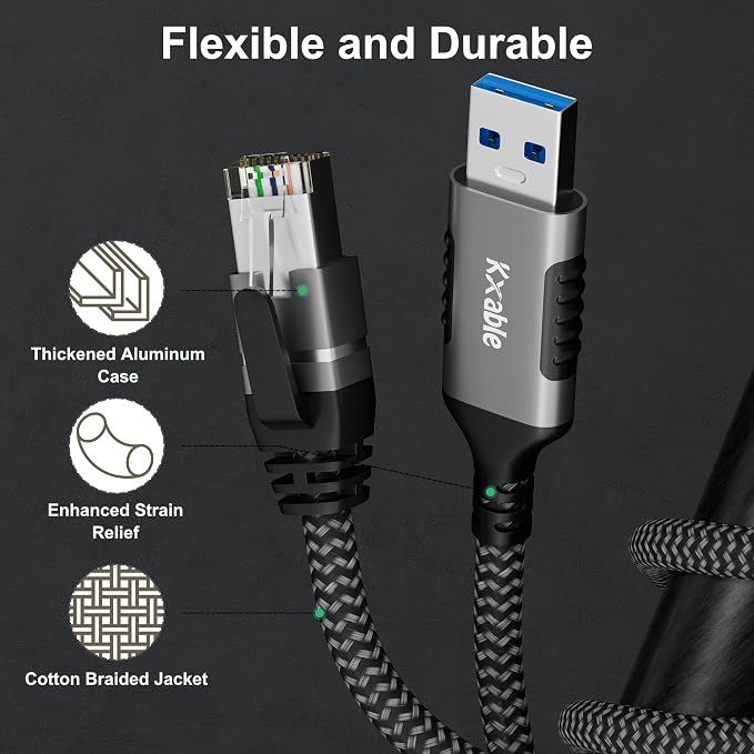 USB to Ethernet Cable 1 FT, USB 3.0 A Male to RJ45 Male Cord, Directly Connected - Image 4