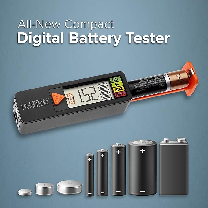 La Crosse 911-65557-INT Portable Digital Battery Tester,Black - Image 3