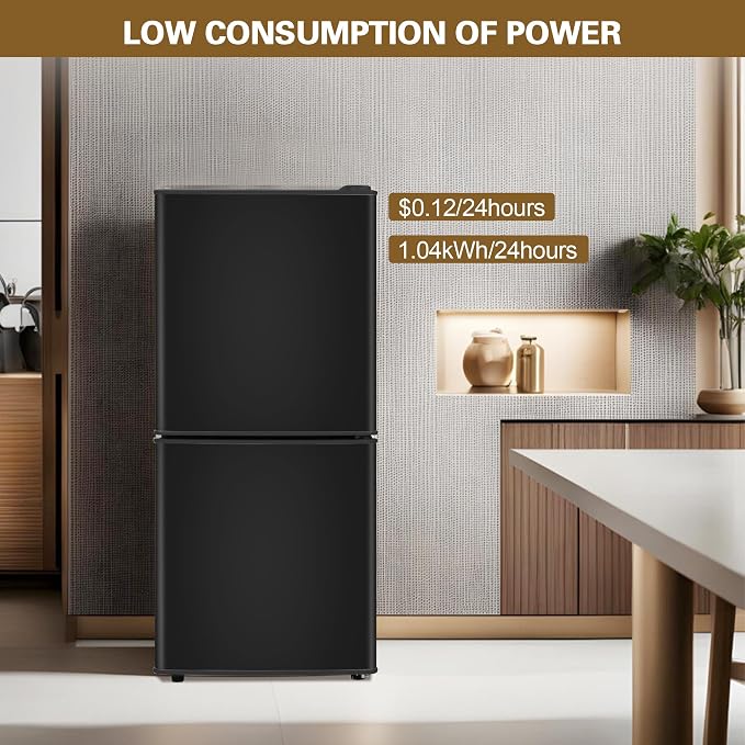 Dorm Size Fridge with Freezer 4.3 Cu. Ft., 2-Door Small Refrigerator Black | with Bottom Freezer, 7-Level Thermostat Control, Low Noise Mini Fridge for Apartment, Office, Kitchen - Image 7