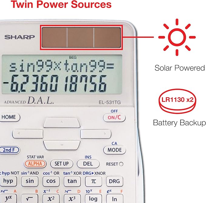 Sharp EL-531TGBDW 12-Digit Scientific/Engineering Calculator - Image 5