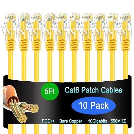 Cat6 Ethernet Patch Cable 5 ft, Cat6 Patch Cable by Lysymixs