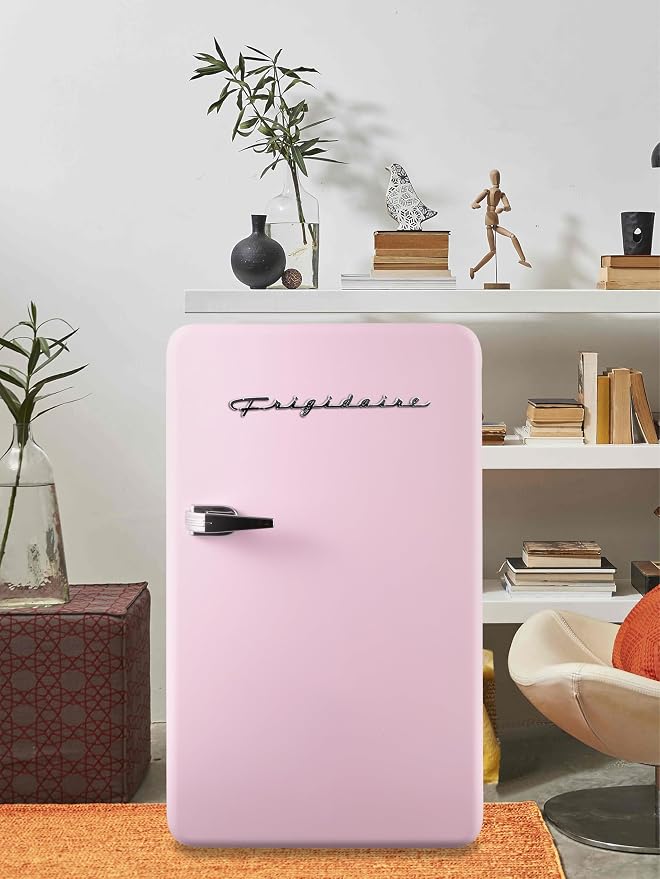 Frigidaire Retro Compact Refrigerator with Chiller, 3.2 cu ft Countertop Fridge, Built-In Bottle Opener, Rounded Corners, Premium, for Office, Bedroom, Dorm Room, Cabin, 18.5D x 20W x 31.5H (Pink) - Image 2