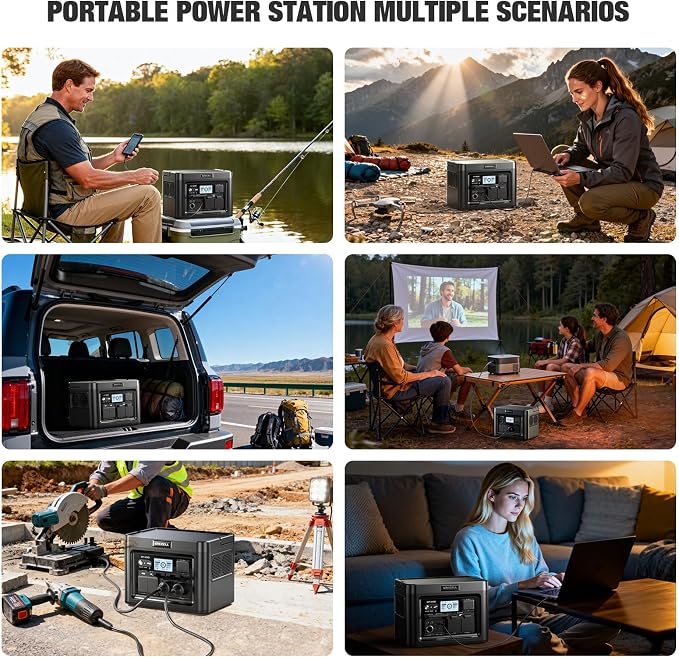 GRECELL 1200W Portable Power Statio with 200W Portable Solar Panel 23.5% High Efficiency Solar Panel, 672Wh LiFePO4 Battery Solar Generator with 9 Output Ports for Outdoor Camping, RV, Travel - Image 9