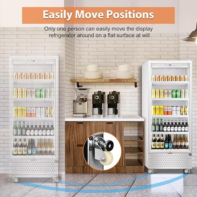 14.8CuFt Glass Door Beverage Cooler Quick Chill White | Fast cool, 630-can, self-closing door, auto-defrost, low noise, display for store/office - Image 4