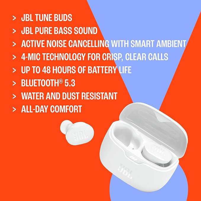 JBL Tune Buds - Noise Cancelling Earbuds - Black | JBL Pure Bass Sound, Bluetooth 53 with LE audio support, Active Noise Cancelling with Smart Ambient - Image 6