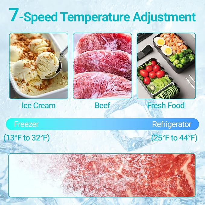 3.2 Cu.Ft Mini Fridge with Freezer, Single Door Small Refrigerator, Dorm Fridge with 7 Adjustable Thermostat, Energy Saving, Low Noise, Compact Refrigerator for Office, Bedroom, Dorm, Black - Image 4