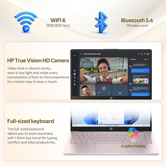 HP Stream 14" HD Laptop with AI Copilot for Student & Business, Intel Processor N150, 4GB RAM, 1.12TB Storage (128GB UFS + 1TB Docking Station), 1 Year Office 365, Wi-Fi 6, Win 11, Tranquil Pink - Image 7