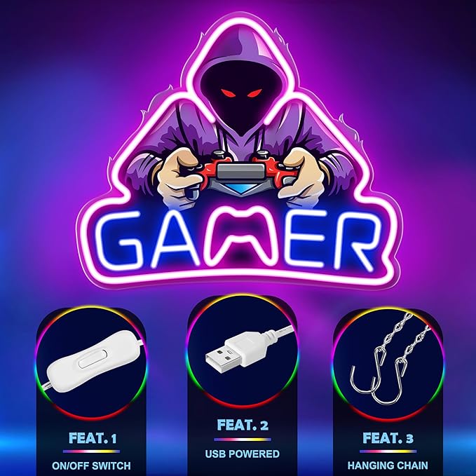 Kavaas Gamer Neon Sign, UV Printed Gaming Neon Sign - Image 3