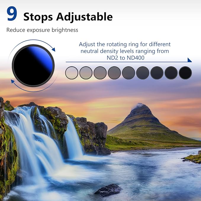 NEEWER 46mm Variable ND Filter ND2-ND400, Neutral Density Filter, Water and - Image 3