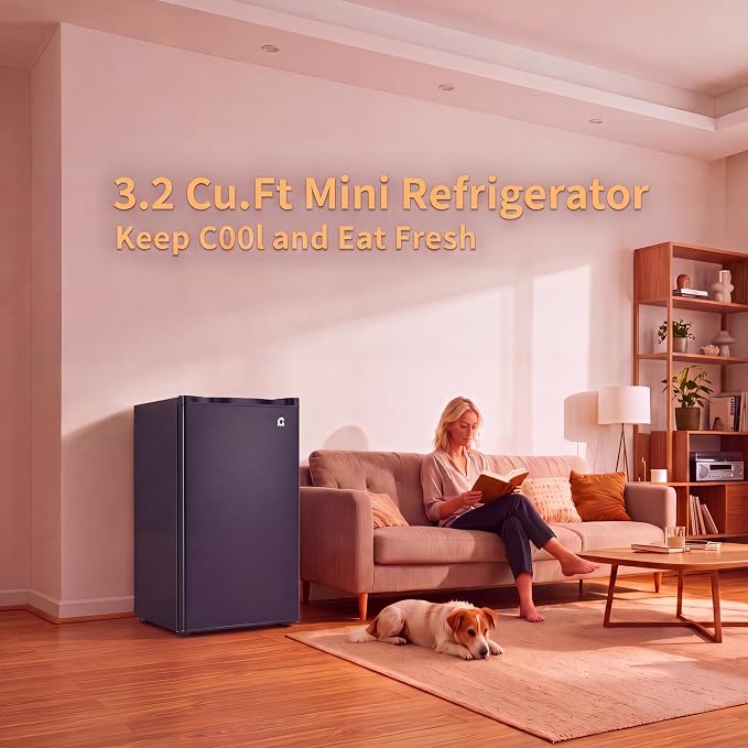 3.2 Cu. Ft. Mini Fridge Freezer, Energy-Efficient, Quiet, Adjustable Shelves - Image 7