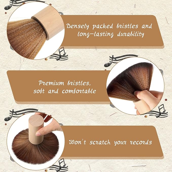 Ziliny 3 Pcs Vinyl Record Cleaning Brush Wooden Anti Static Dust Record Vinyl - Image 3