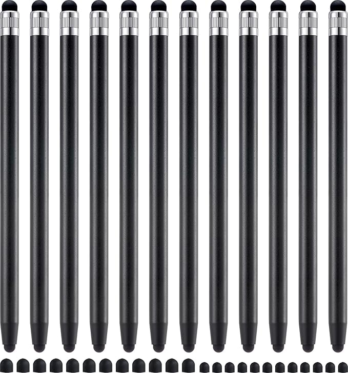 LINFANC 12Pcs Black Stylus Pen for Touchscreen, 2-in-1 High Precision & by LINFANC
