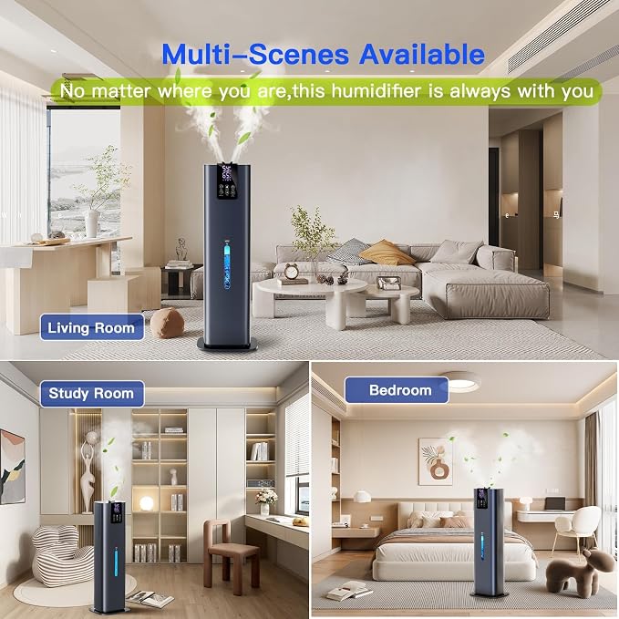Smart Humidifiers Large Room Bedroom Home, 2.11Gal(8L) Quiet Top Fill Cool Mist Humidifier, Smart App & Remote Control, 3 Speed Humidifier with 360° Nozzle, Humidity Setting for Baby Office(Blue) - Image 9