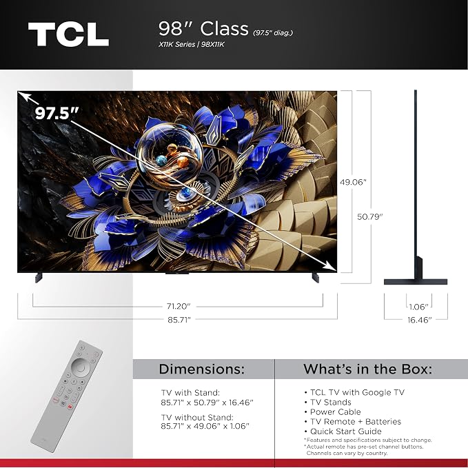 TCL 98-Inch Class X11K Series QD-Mini LED 4K UHD Google Smart TV Ultra Premium Mini-LED TV - QLED, 144hz, Anti-Reflective Screen, Bang & Olufsen Audio, Dolby Atmos (98X11K, 2025 Model) - Image 2