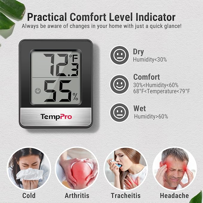 ThermoPro TempPro TP49 2 Pieces Digital Hygrometer Indoor Thermometer Humidity - Image 3