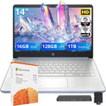 HP Stream 14" HD Student & Business Laptop, Intel Processor N150, 16GB RAM, 1.12TB Storage (128GB UFS + 1TB Docking Station), Intel Graphics, 1 Year Office 365, Wi-Fi 6, Win 11, Sky Blue by Unknown